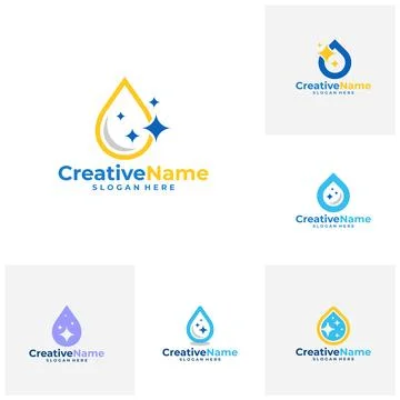 Set of Clean water logo design vector template, Creative clean water drop l.. 库存插图