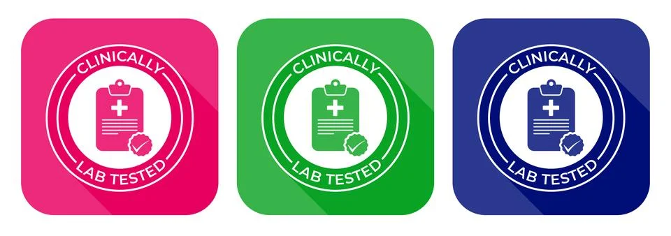 Set of Cleanical Dermatologically tested Vector Labels Clinically Proven Ic.. Stock Illustration