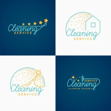 Set. Cleaning Logo. Stock Illustration