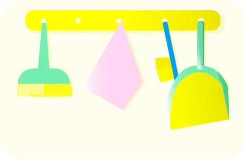 Set cleaning products brushes Stock Illustration
