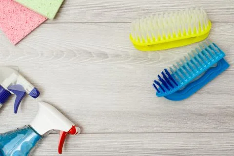 Set of cleaning tools and suitable equipment Stock Photos