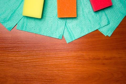 Set for cleaning various surfaces in the kitchen, bathroom and other areas. C Stock Photos