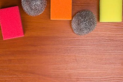 Set for cleaning various surfaces in the kitchen, bathroom and other areas. C Stock Photos