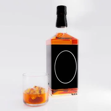 A set of clear bottles and elegant glasses for holding alcoholic beverages su Illustrazione stock