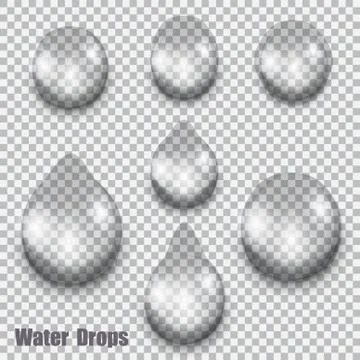 Set clear drops. Checkered background. illustration Stock Illustration