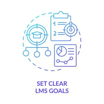Set clear lms goals blue gradient concept icon Stock Illustration