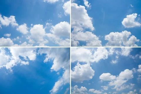 Set of Clear sky and white cloud Stock Photos