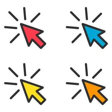 Set of Click arrow mouse icon, web button cursor. Digital design vector illus Stock Illustration