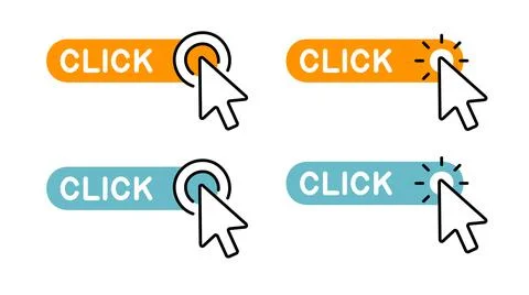 Set of Click here button with Cursor icon Stock-Illustration