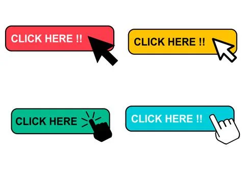 Set of Click here web button, internet flat pointer design, press link vector Illustrazione stock