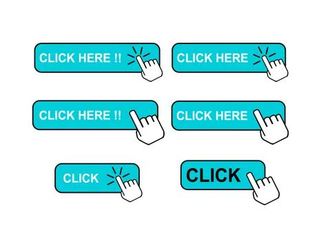 Set of Click here web button, internet flat pointer design, press link vector Stock Illustration