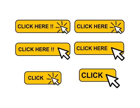 Set of Click here web button, internet flat pointer design, press link vector 스톡 일러스트