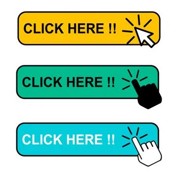 Set of Click here web button, internet flat pointer design, press link vector Stock Illustration