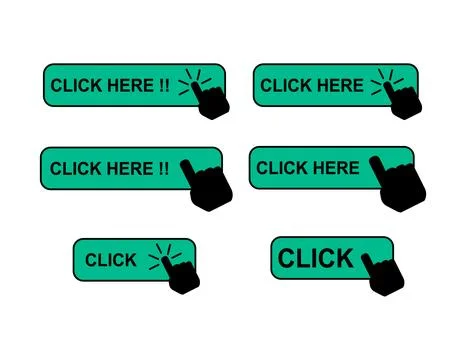 Set of Click here web button, internet flat pointer design, press link vector Illustrazione stock
