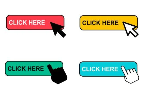 Set of Click here web button, internet flat pointer design, press link vector 스톡 일러스트