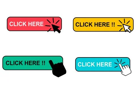 Set of Click here web button, internet flat pointer design, press link vector 스톡 일러스트