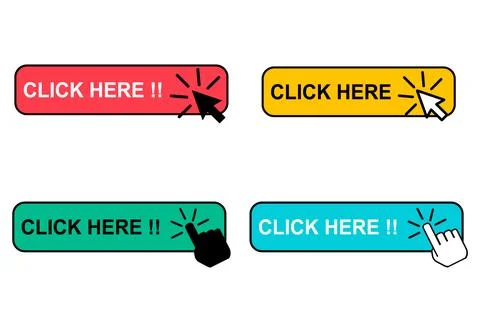 Set of Click here web button, internet flat pointer design, press link vector 스톡 일러스트