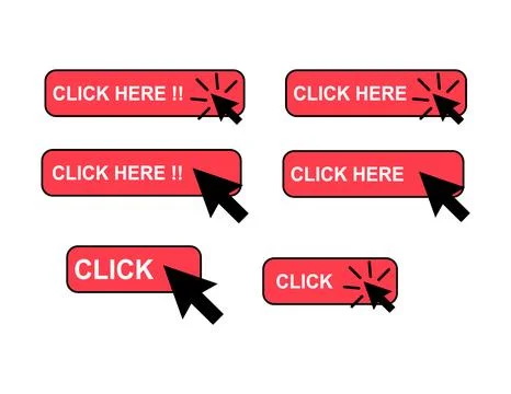 Set of Click here web button, internet flat pointer design, press link vector Stock Illustration