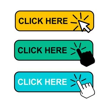 Set of Click here web button, internet flat pointer design, press link vector Illustrazione stock