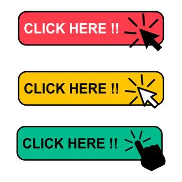 Set of Click here web button, internet flat pointer design, press link vector Stock Illustration