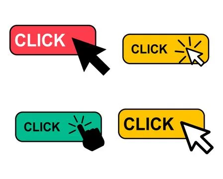 Set of Click here web button, internet flat pointer design, press link vector Illustrazione stock