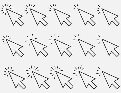 Set of Clicks icon. Cursor sign. Clicking Arrow, Mouse Cursor Symbol. Vector  Stock Illustration