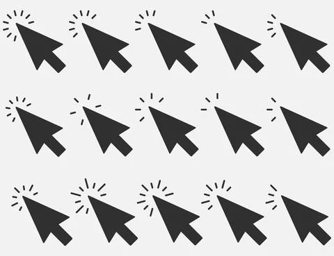 Set of Clicks icon. Cursor sign. Clicking Arrow, Mouse Cursor Symbol. Vector  Stock Illustration