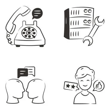 Set of Client Support Glyph Icons Stock Illustration
