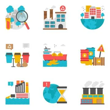 Set of Climate and Disaster Flat Icons Stock Illustration