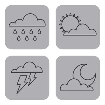 Set of climate  change clouds sun rain sky 스톡 일러스트