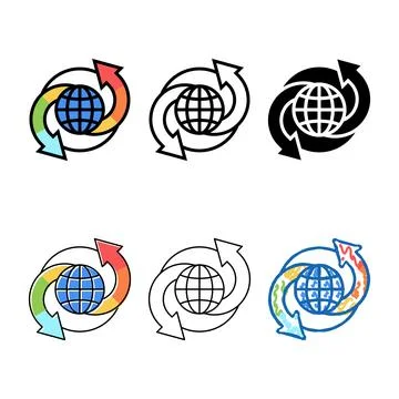 Set climate change color icon vector Stock Illustration