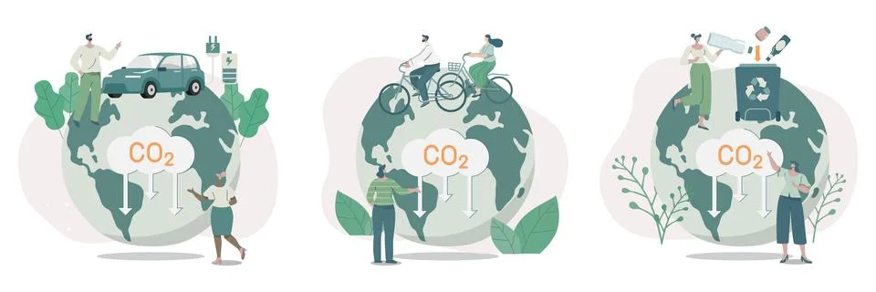 Set of climate change problem concepts. People care about the ecology and t.. Stock-Illustration