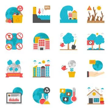 Set of Climate Flat Icons Stock Illustration