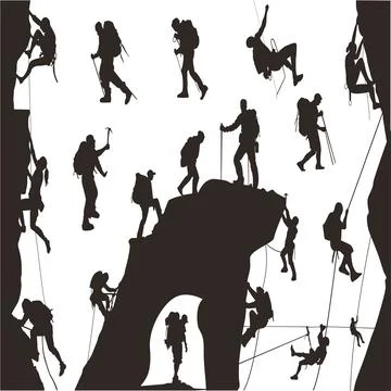 Set climber silhouette Stock Illustration
