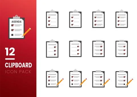 Set of Clipboard with checklist icon. Flat style design of clipboard with che Stock Illustration