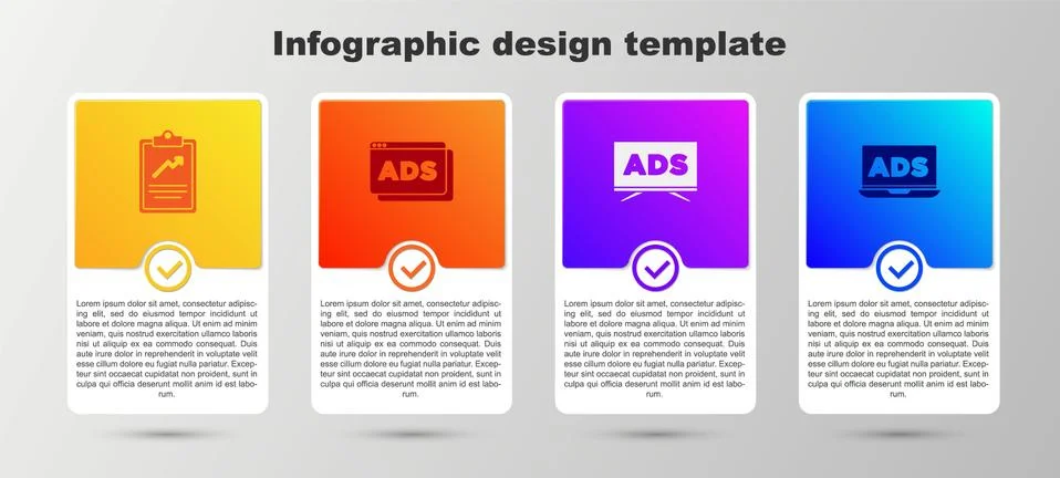 Set Clipboard with graph chart, Advertising, and . Business infographic template Stockillustratie
