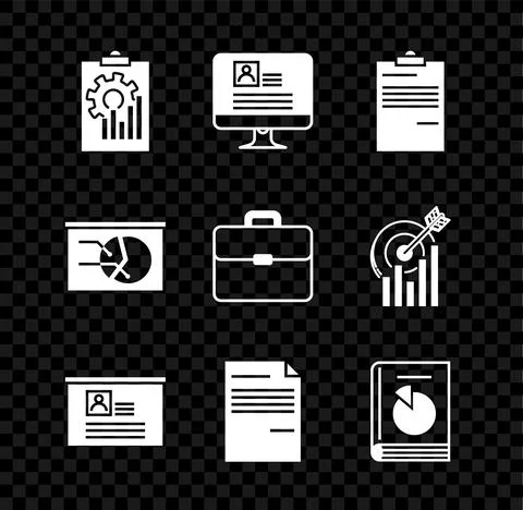 Set Clipboard with graph chart, Computer monitor resume, Document, Board, User 스톡 일러스트