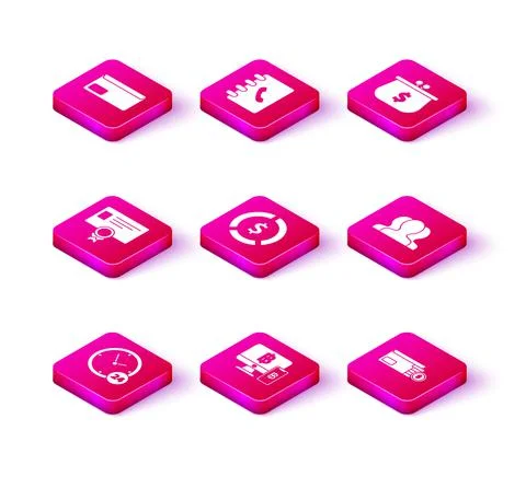 Set Clock 24 hours, Computer monitor with mobile phone and bitcoin, Certificate Stock Illustration