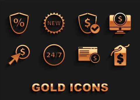 Set Clock 24 hours, Computer monitor with dollar, Price tag, Online shoppin.. Stock Illustration