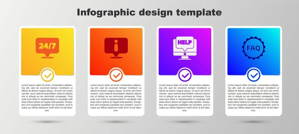 Set Clock 24 hours, Information, Computer monitor and help and Label with text Stock Illustration
