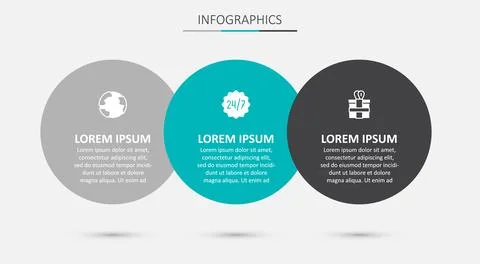 Set Clock 24 hours, Worldwide and Gift box. Business infographic template Illustrazione stock