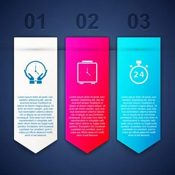Set Clock, Alarm clock and Stopwatch 24 hours. Business infographic template. イラスト素材