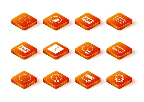 Set Clock, delete, 24 hours, Calendar with check mark, Time Management and Illustrazione stock
