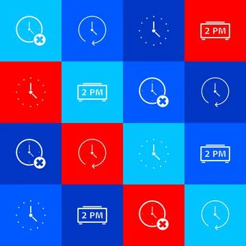 Set Clock delete, , and Digital alarm clock icon. Vector Stock Illustration