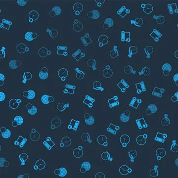 Set Clock delete, Calendar with check mark, and World time on seamless pattern Stock Illustration