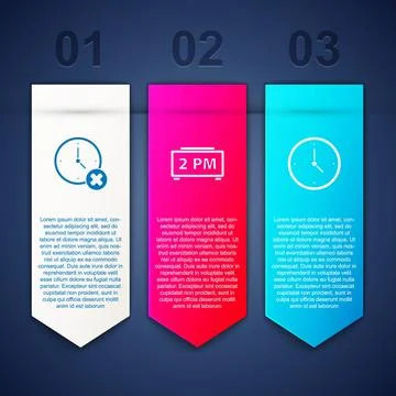 Set Clock delete, Digital alarm clock and . Business infographic template Stock Illustration