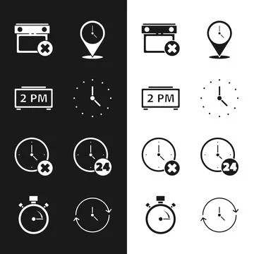 Set Clock, Digital alarm clock, Calendar date delete, Location with, 24 hours 스톡 일러스트