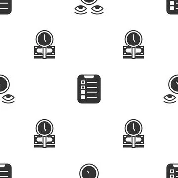 Set Clock, To do list or planning and Time money on seamless pattern. Vector イラスト素材