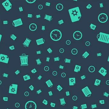 Set Clock, Document settings, Trash can and To do list or planning on seamless Ilustración de archivo