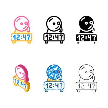 Set clock educational time color icon vector Stock Illustration